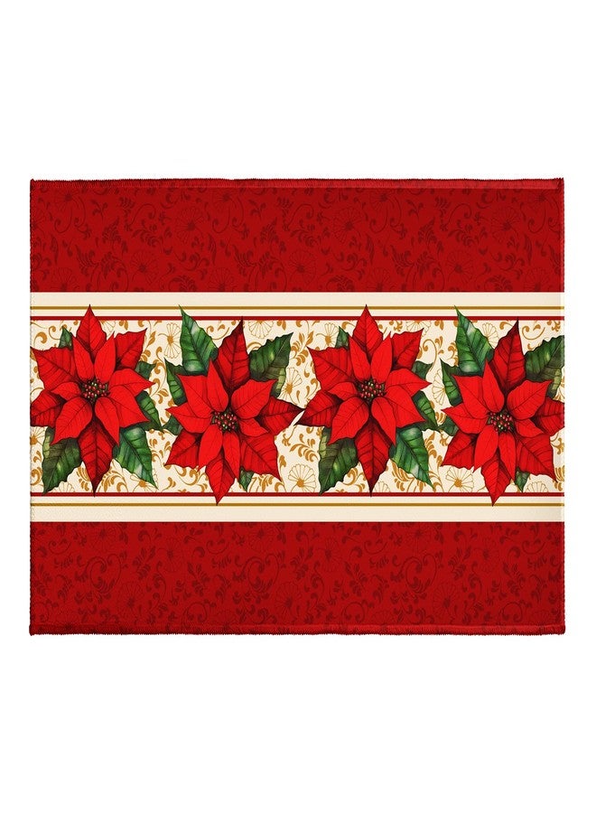 Evlaschin Poinsettia Bath Rug Winter Red Floral Bathroom Mats for Kitchen Sink Bedroom Xmas Flowers Non-Slip Holiday Bathroom Rugs 32x20 Inch for Living Shower Room Bathtub Toilet Tub - Image 1